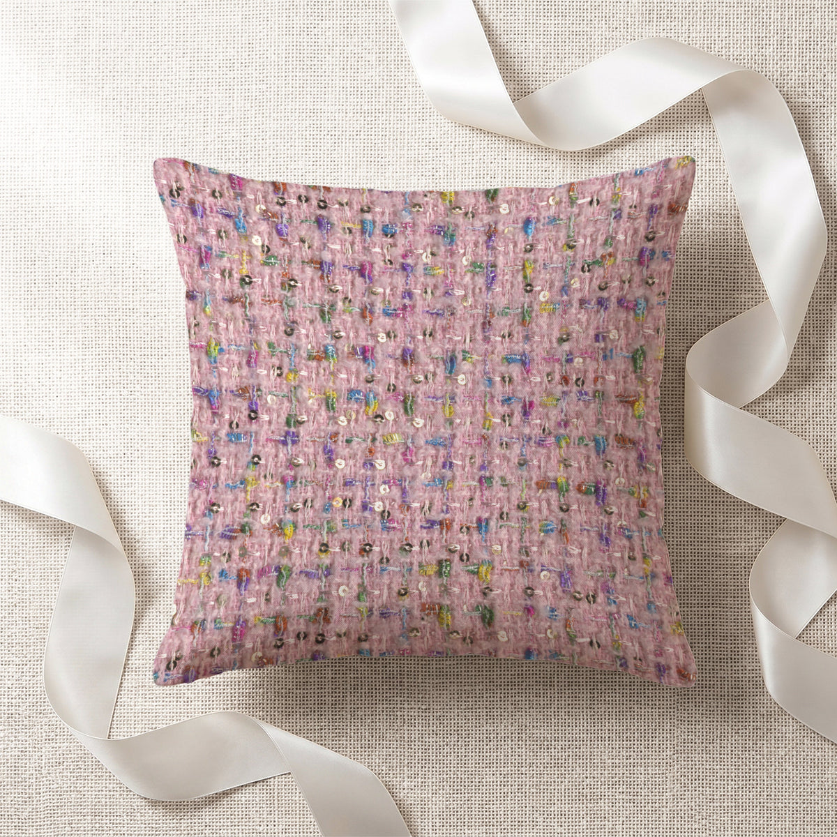 Tweed Pillow - Party Pink