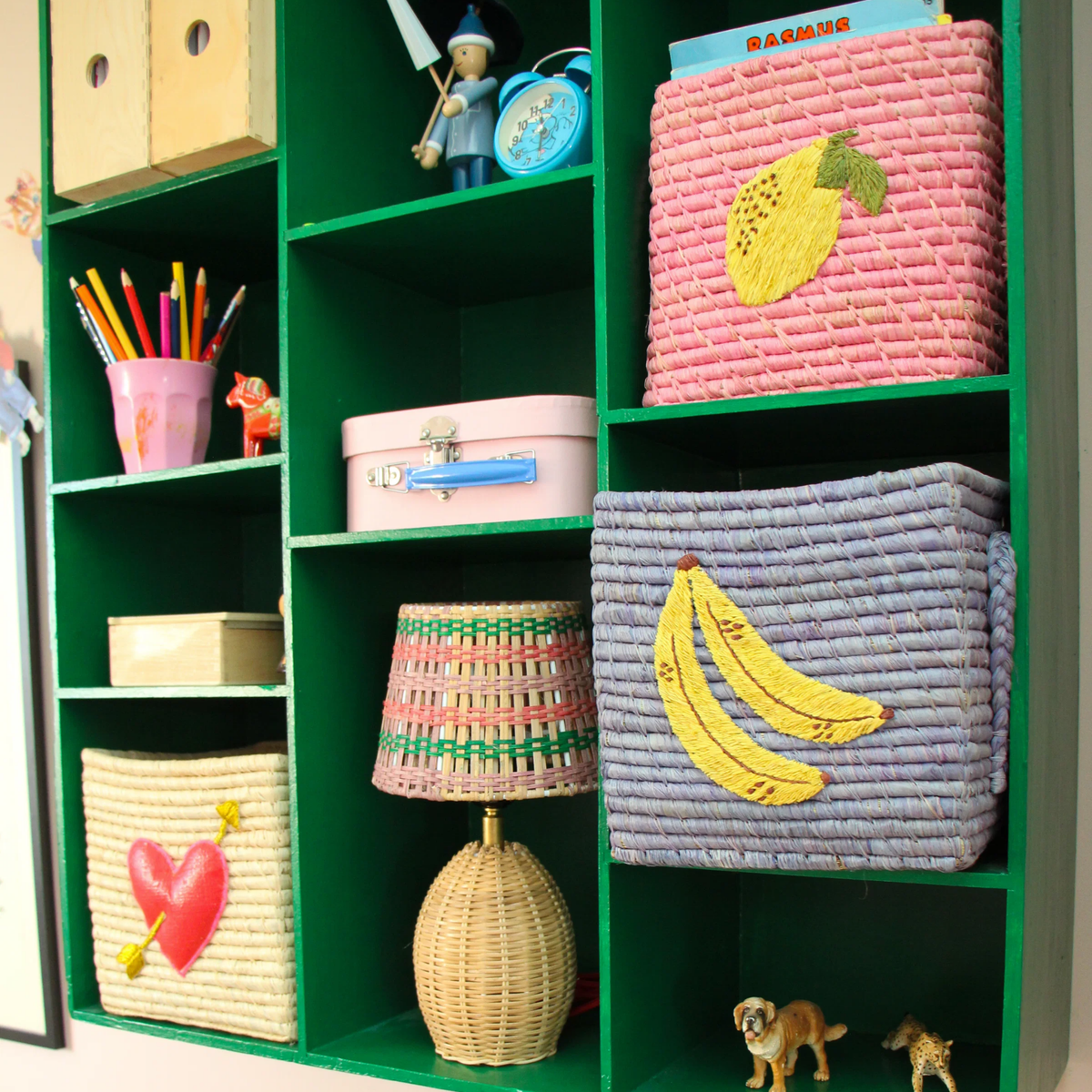 Small Square Raffia Basket - Blue Banana - image 3