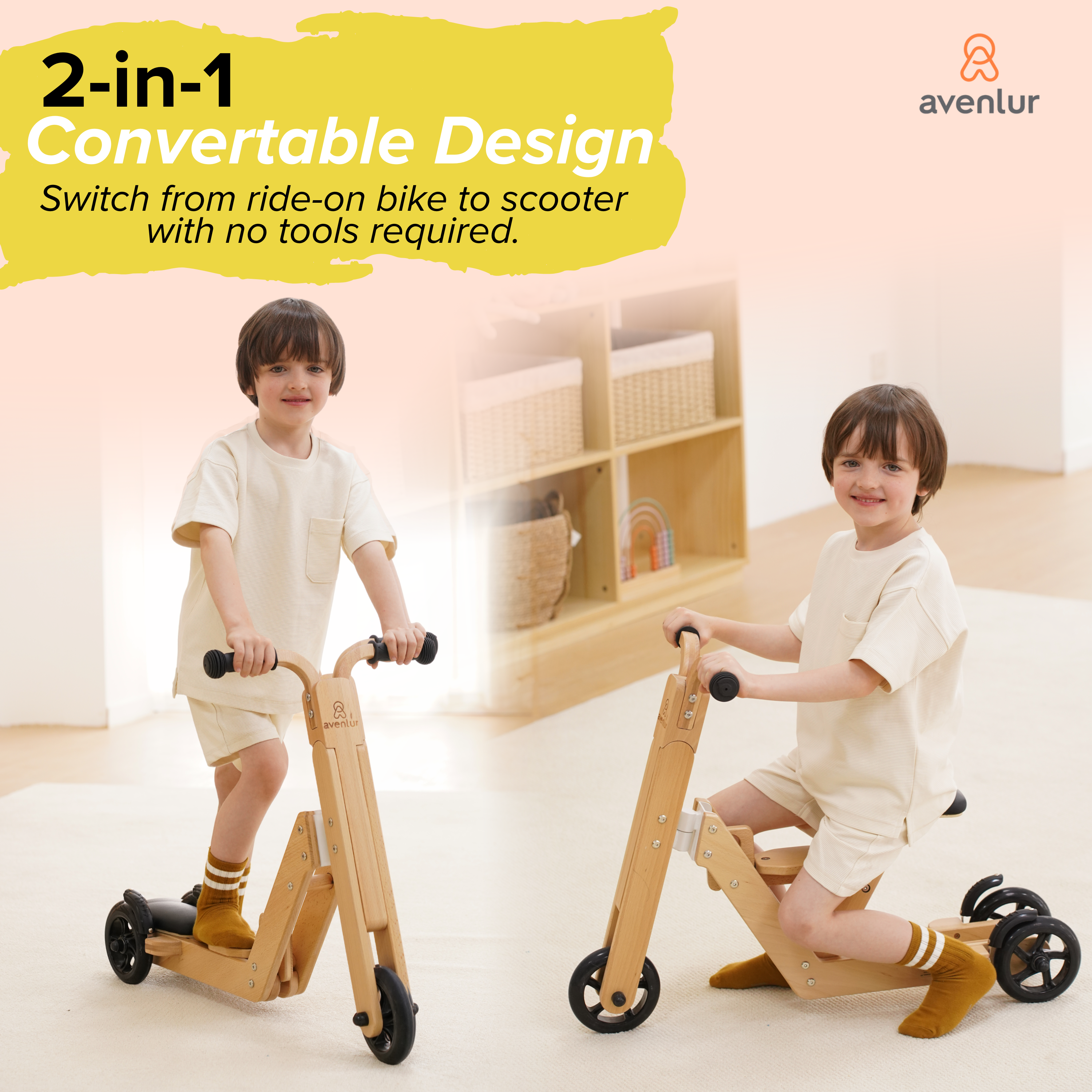Juneberry 2-in-1 Wooden Scooter - Natural - image 3