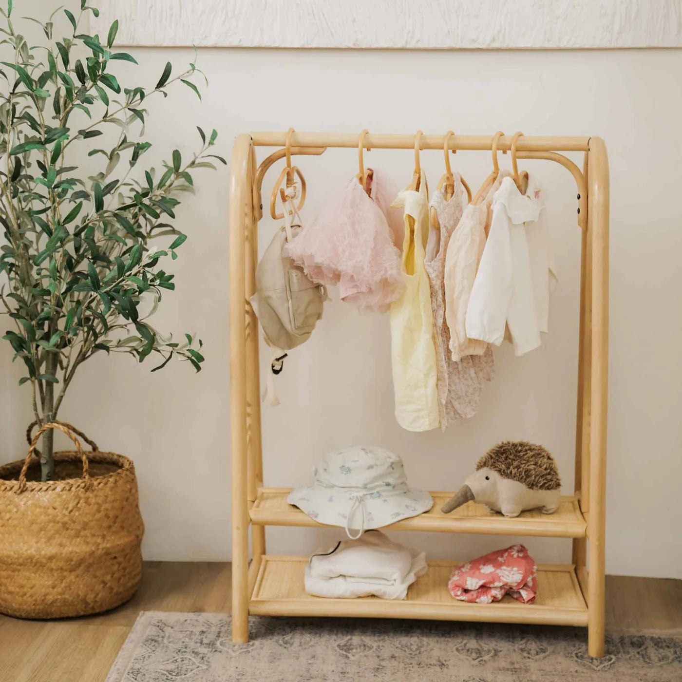 Rattan Kids Montessori Clothing Rack