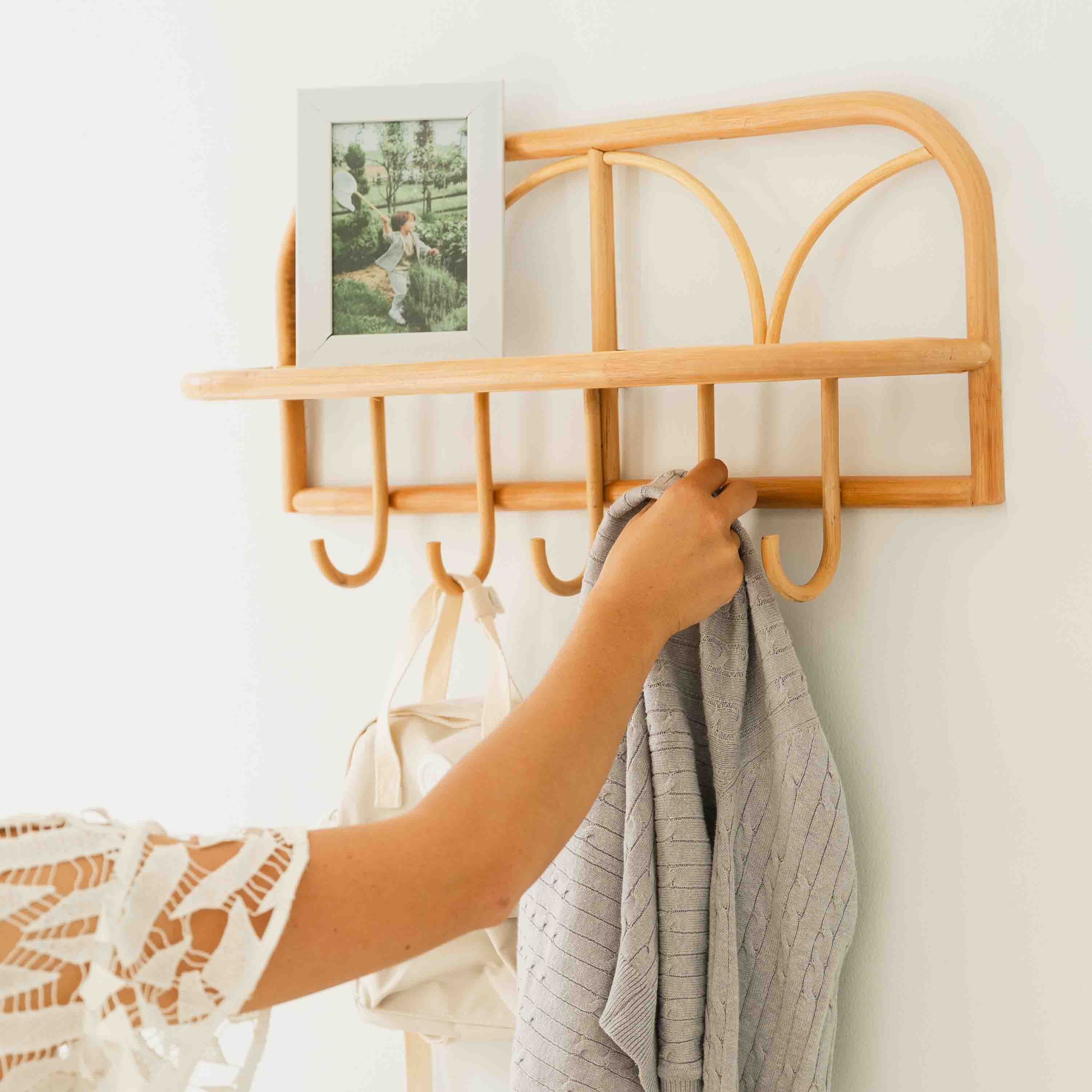 Rattan Hanging Wall Shelf - image 3