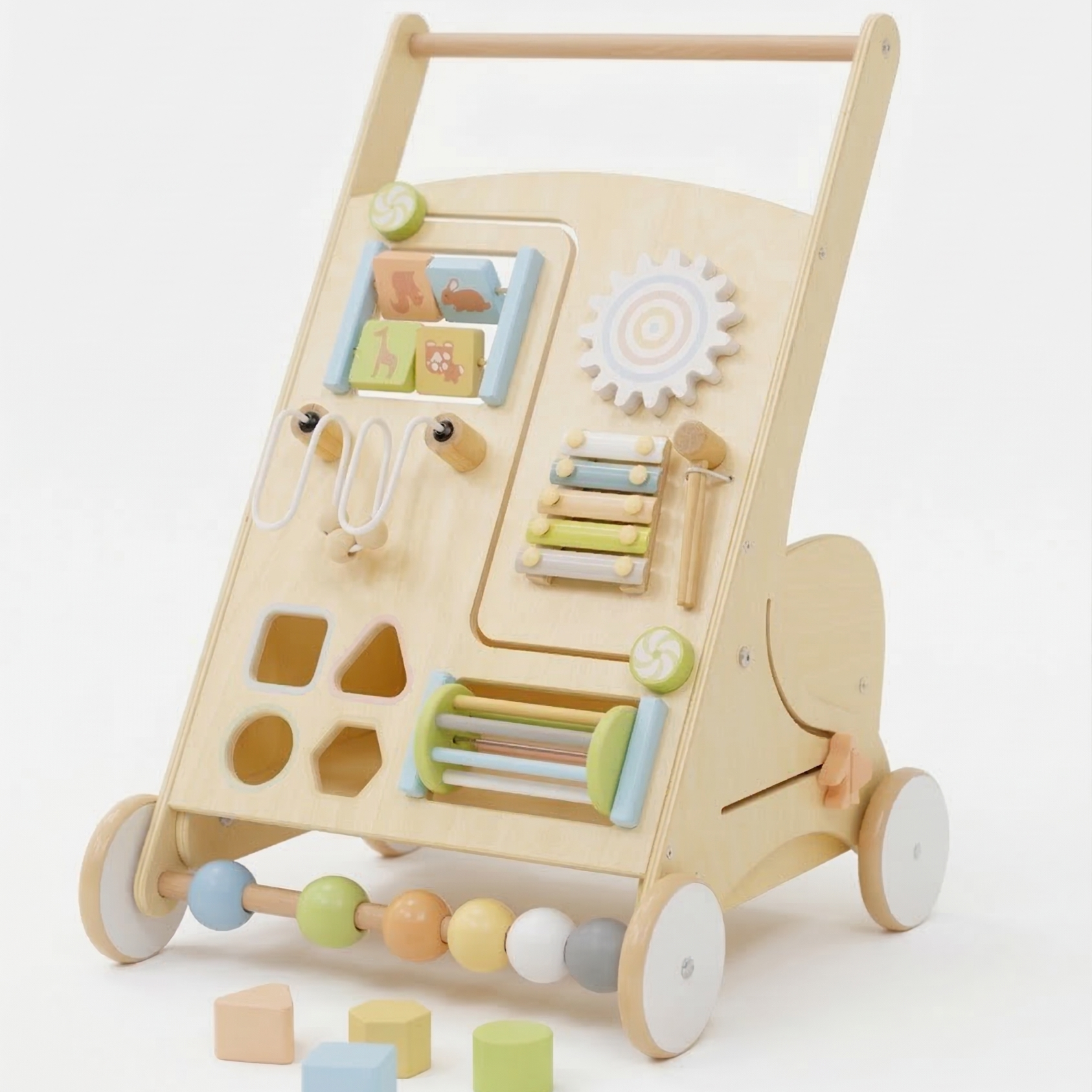 Wooden Baby Activity Walker - Multi Color