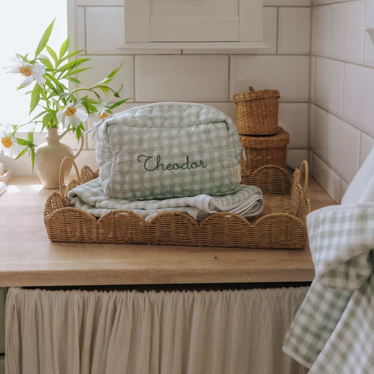 Toiletry Pouch - Green Gingham - image 3