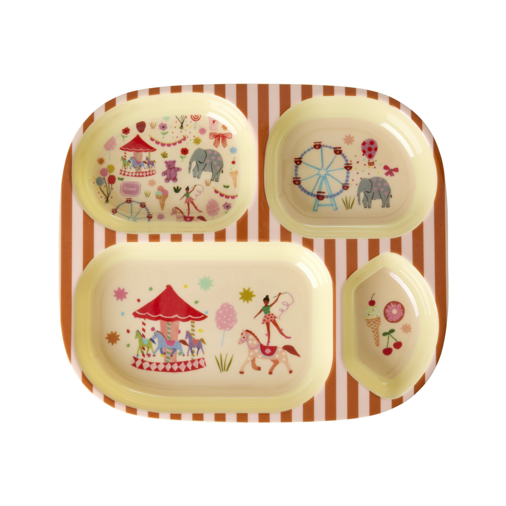 Kids Plate with Sections - Fun Fair Pink Print