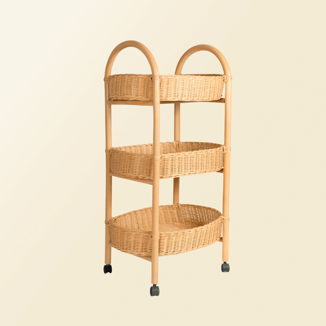 Rattan Storage Trolley with Wheels - image 6