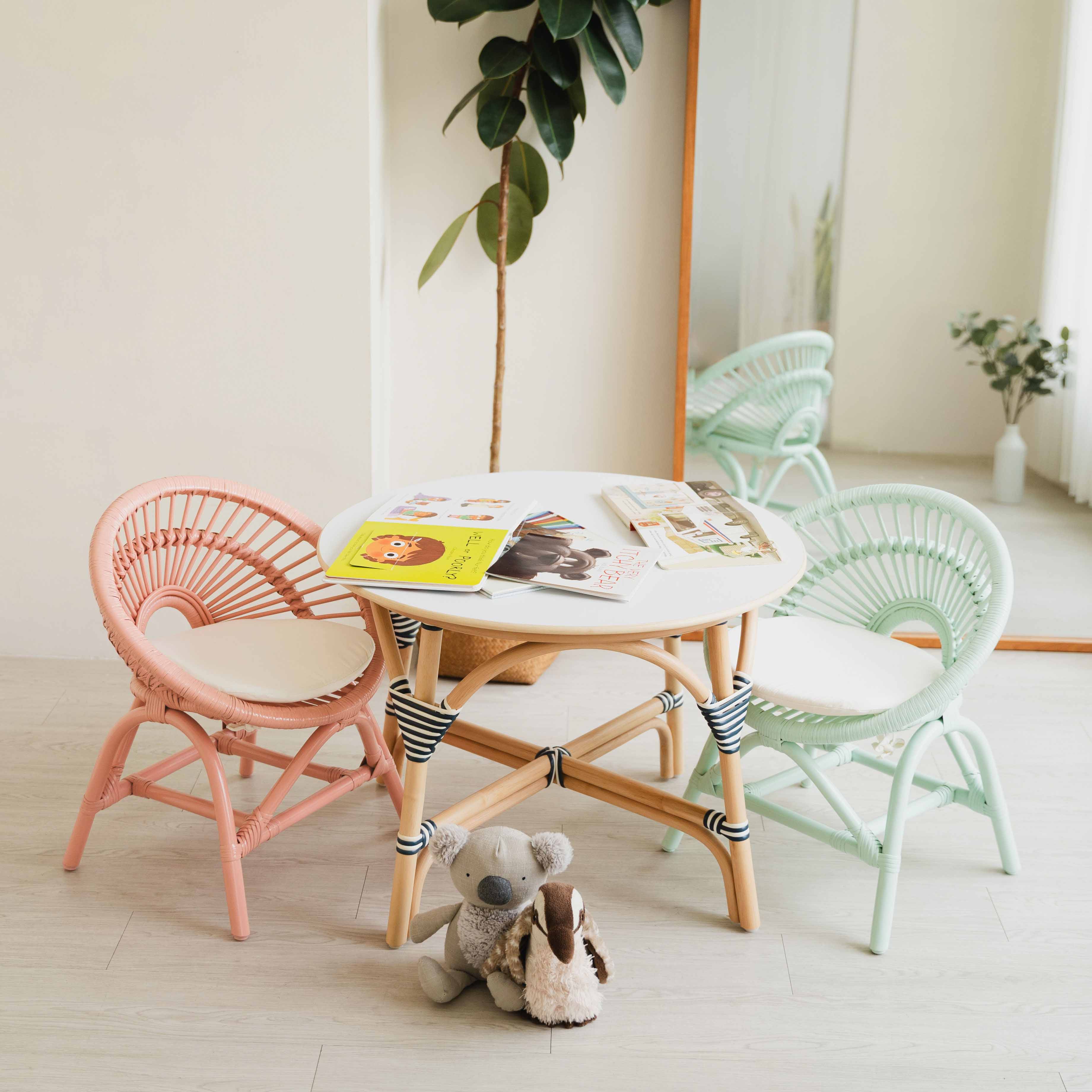Rattan Kids Play Chair - Mint Green - image 4