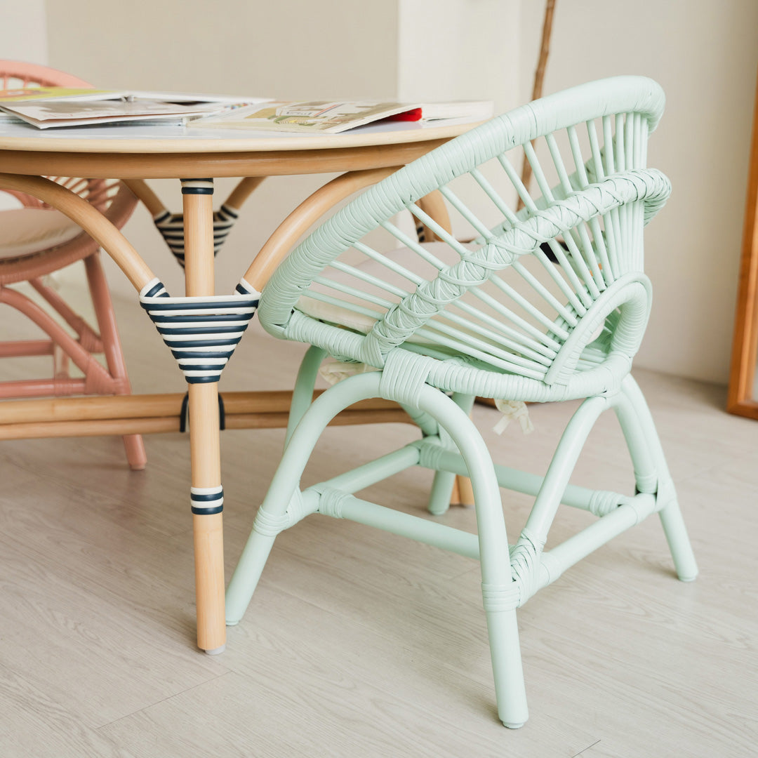 Rattan Kids Play Chair - Mint Green