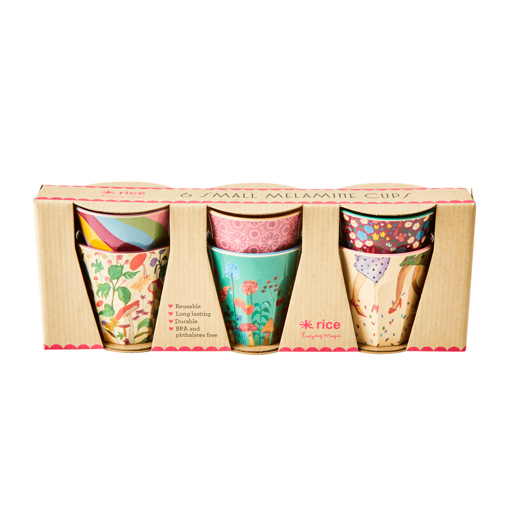 Melamine Cups 'DANCE IT OUT' Prints - Set of 6