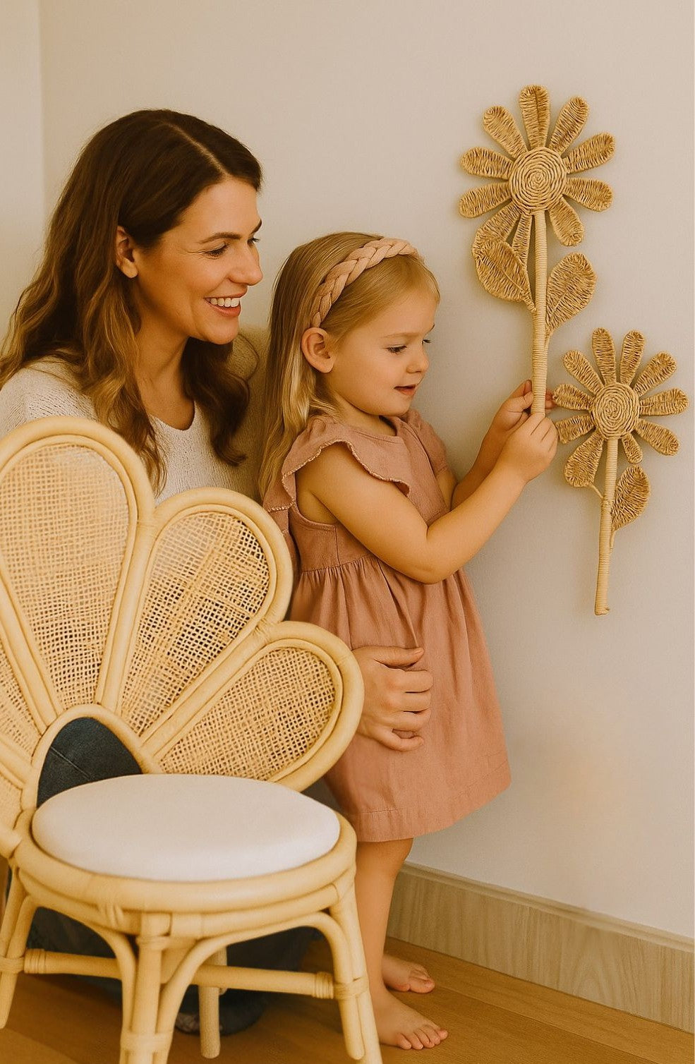 Rattan Flower Stem Wall Art