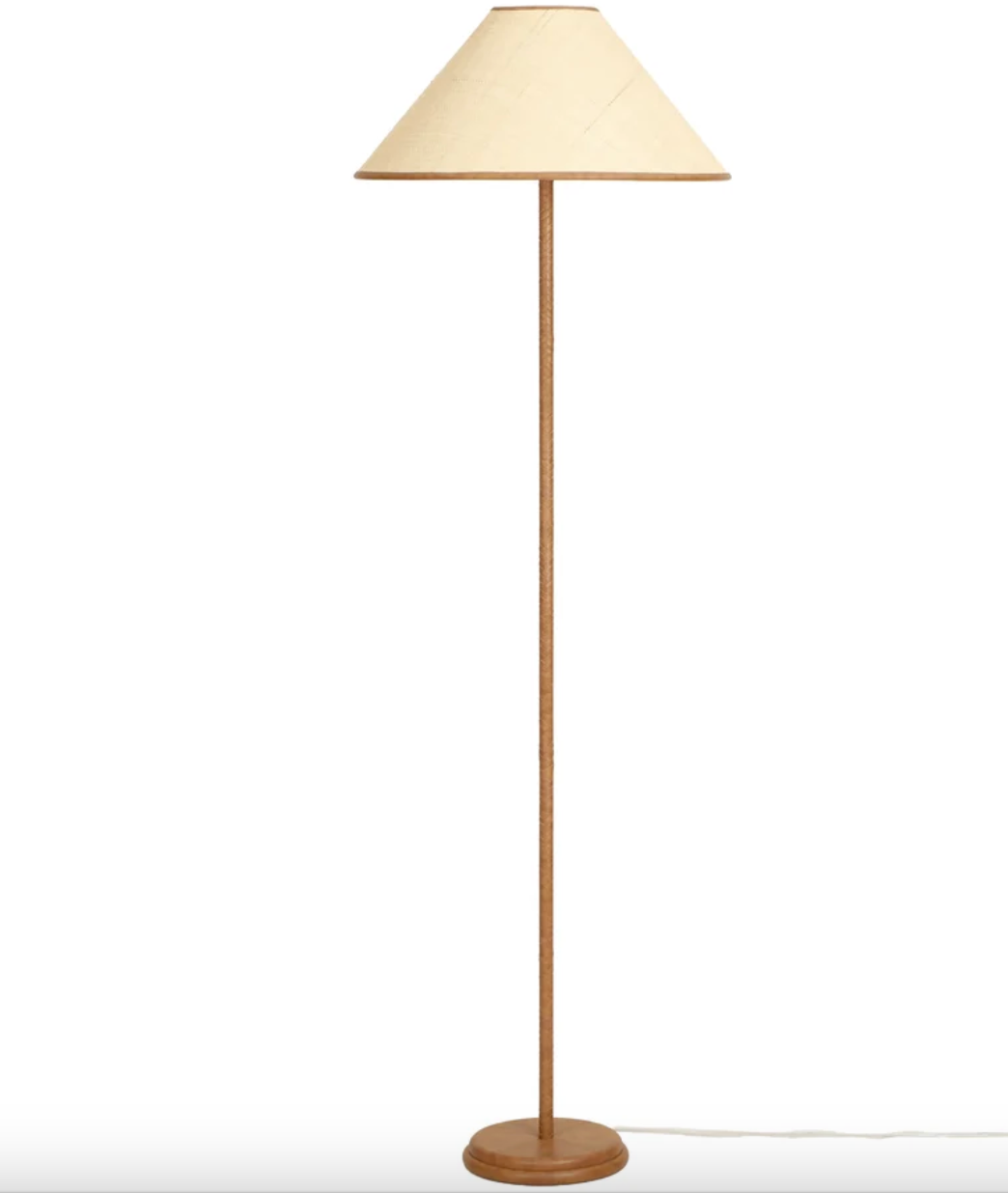 Keria Natural Vegan Leather and Raffia Floor Lamp - image 1