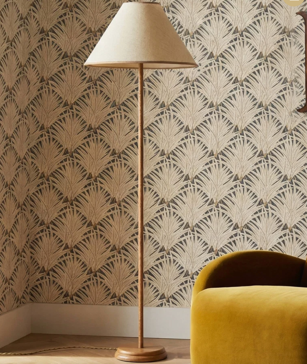 Keria Natural Vegan Leather and Raffia Floor Lamp - image 2