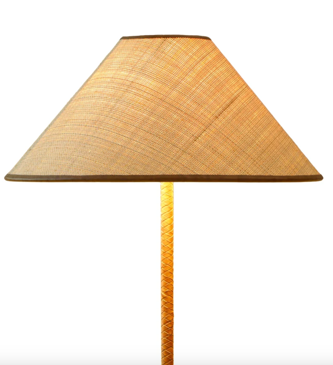 Keria Natural Vegan Leather and Raffia Floor Lamp - image 4