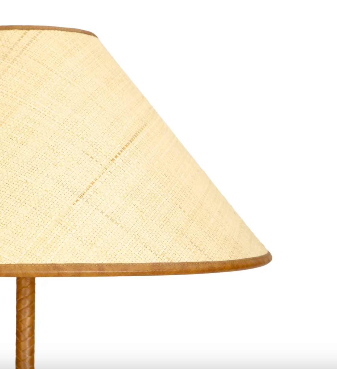 Keria Natural Vegan Leather and Raffia Floor Lamp - image 5