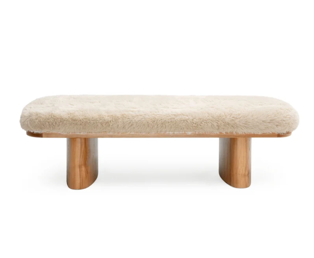 Ollie Upholstered Bench Faux Shearling - image 3