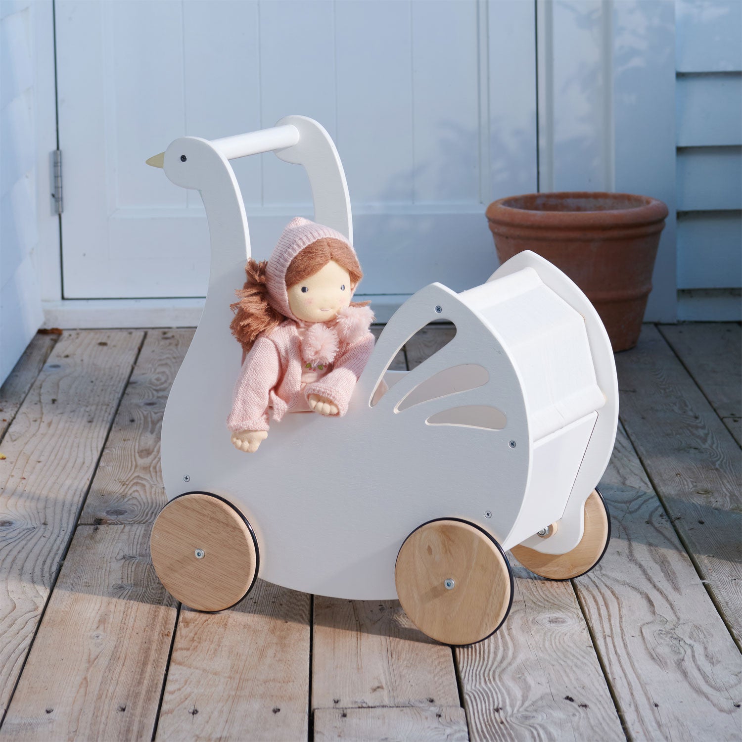 Wooden Swan Doll Stroller - image 7