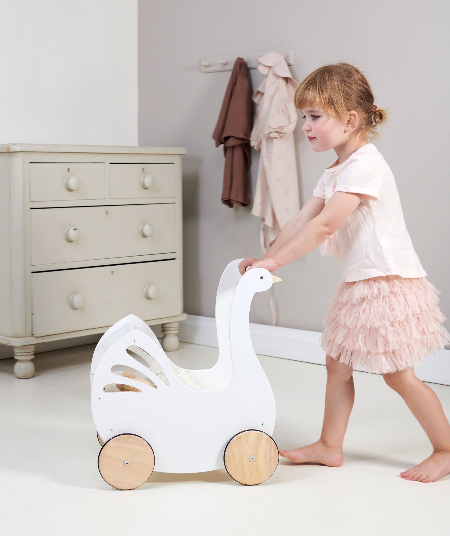Wooden Swan Doll Stroller - image 6