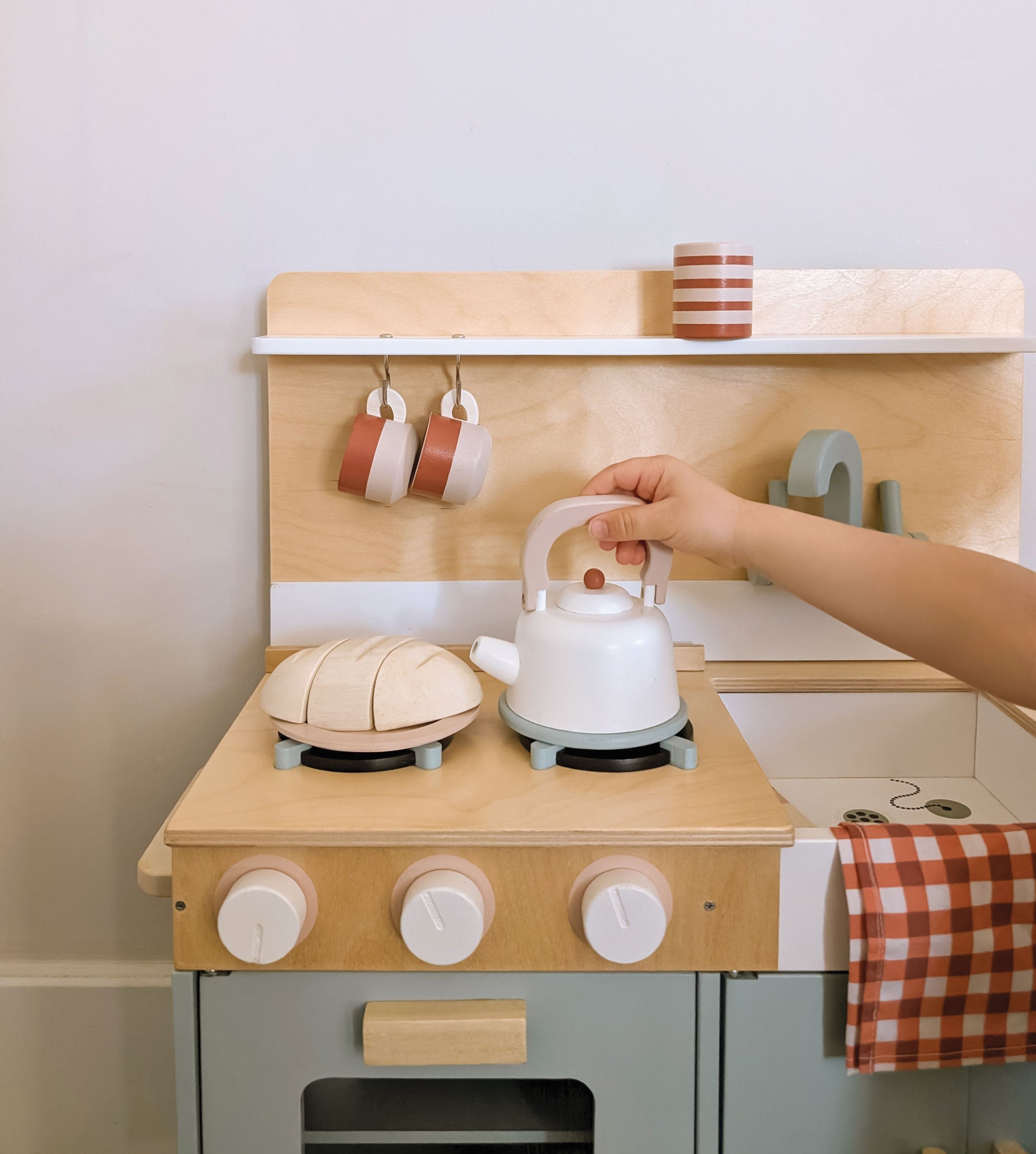 Wooden Mini Play Kitchen - Blue - image 6
