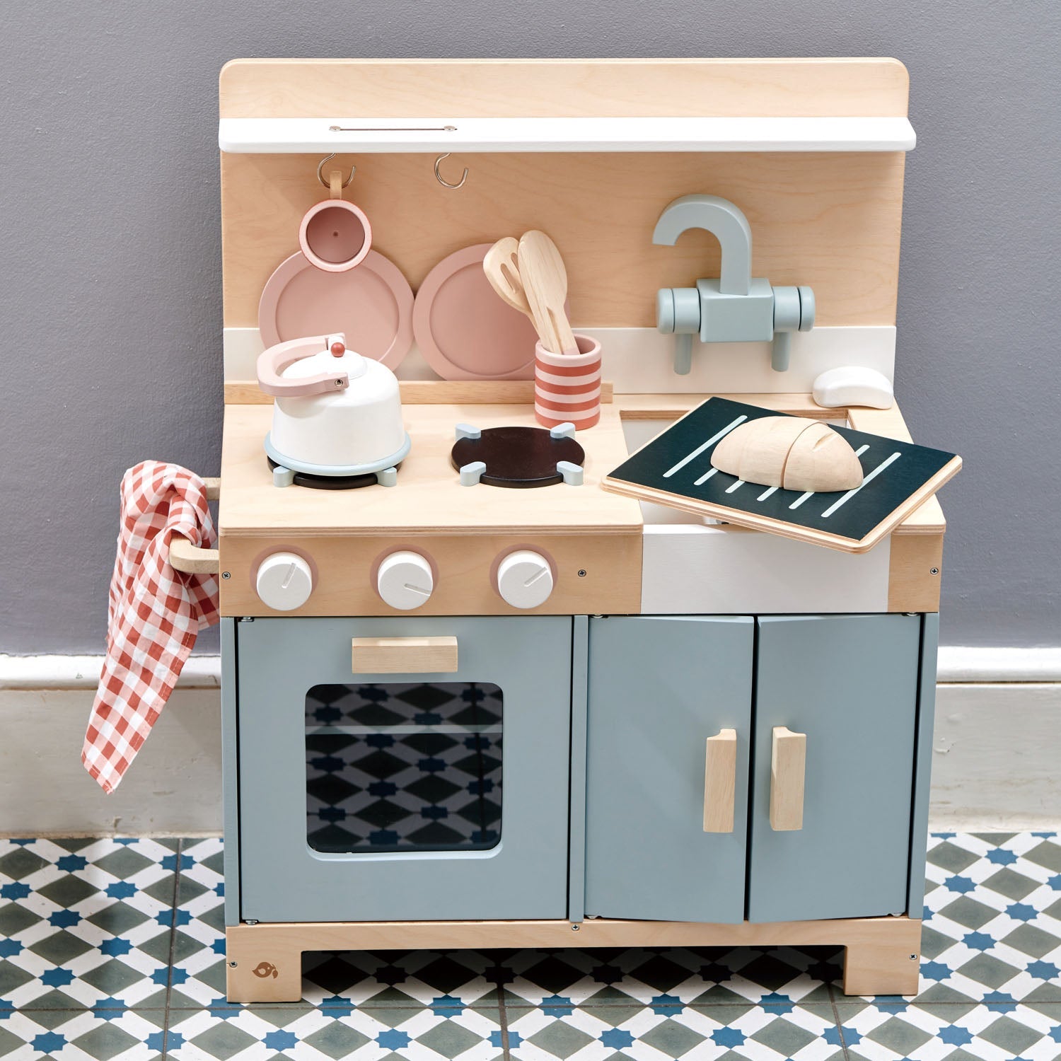 Wooden Mini Play Kitchen - Blue - image 5