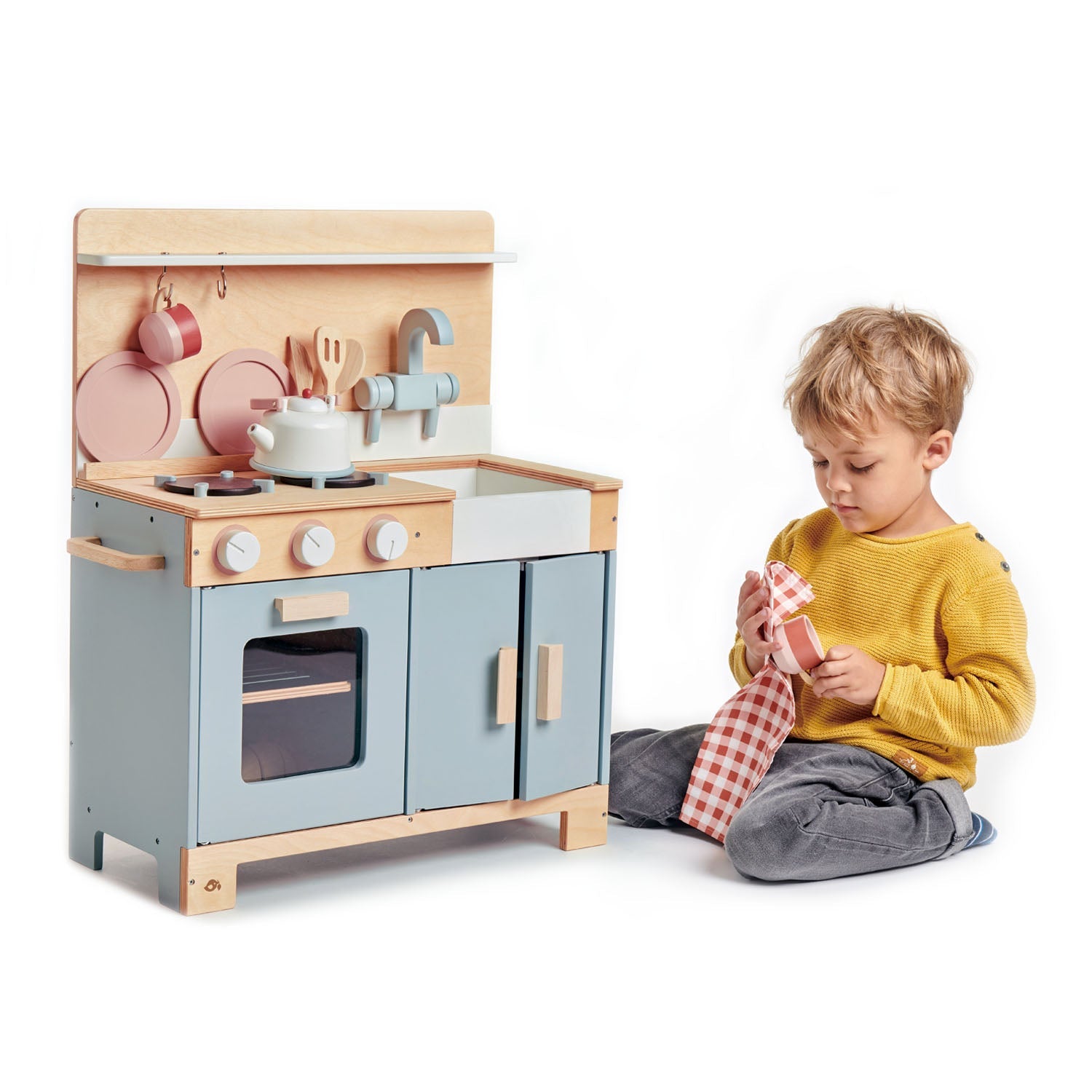 Wooden Mini Play Kitchen - Blue - image 3