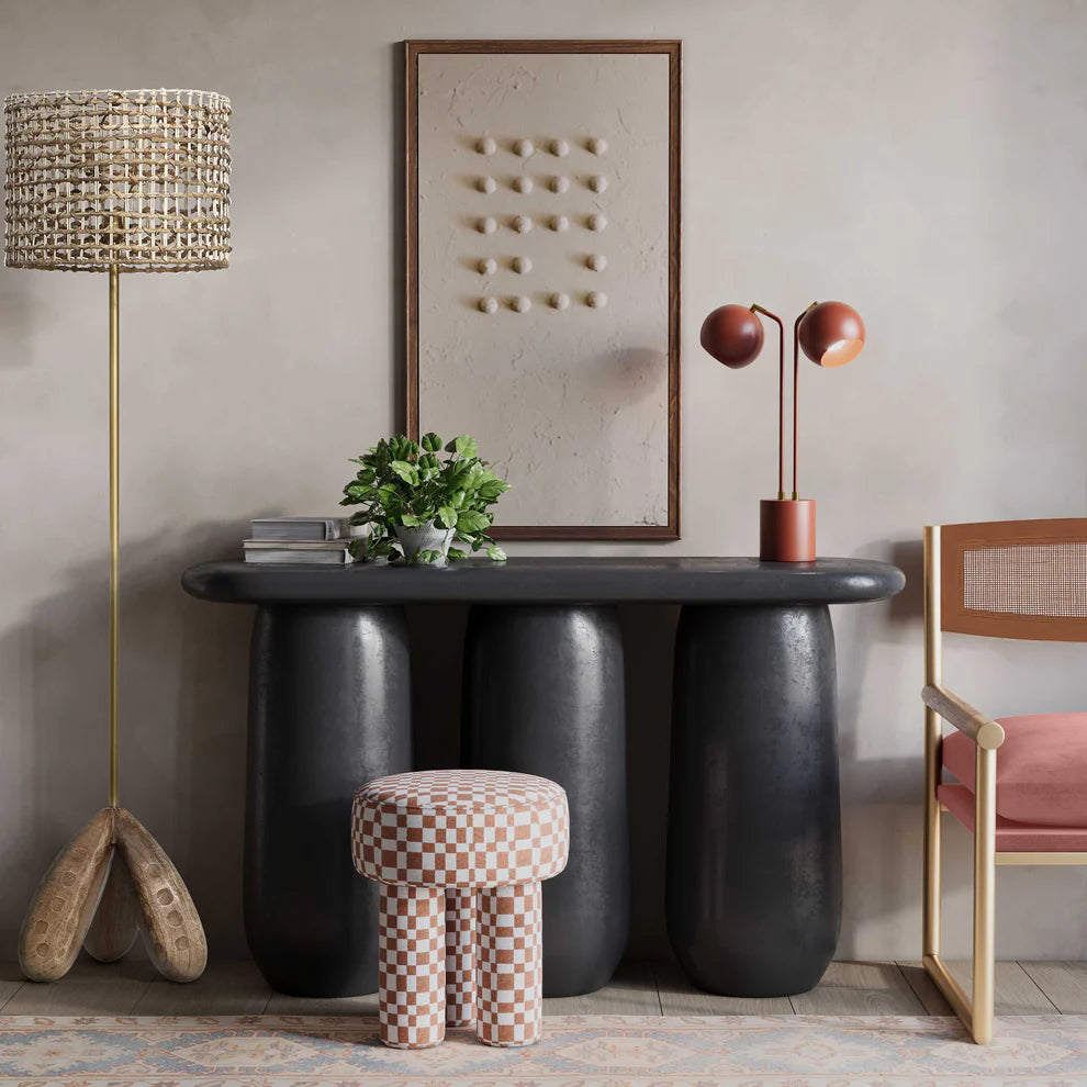 Claire Boucle Stool - Brown Checkered - image 2