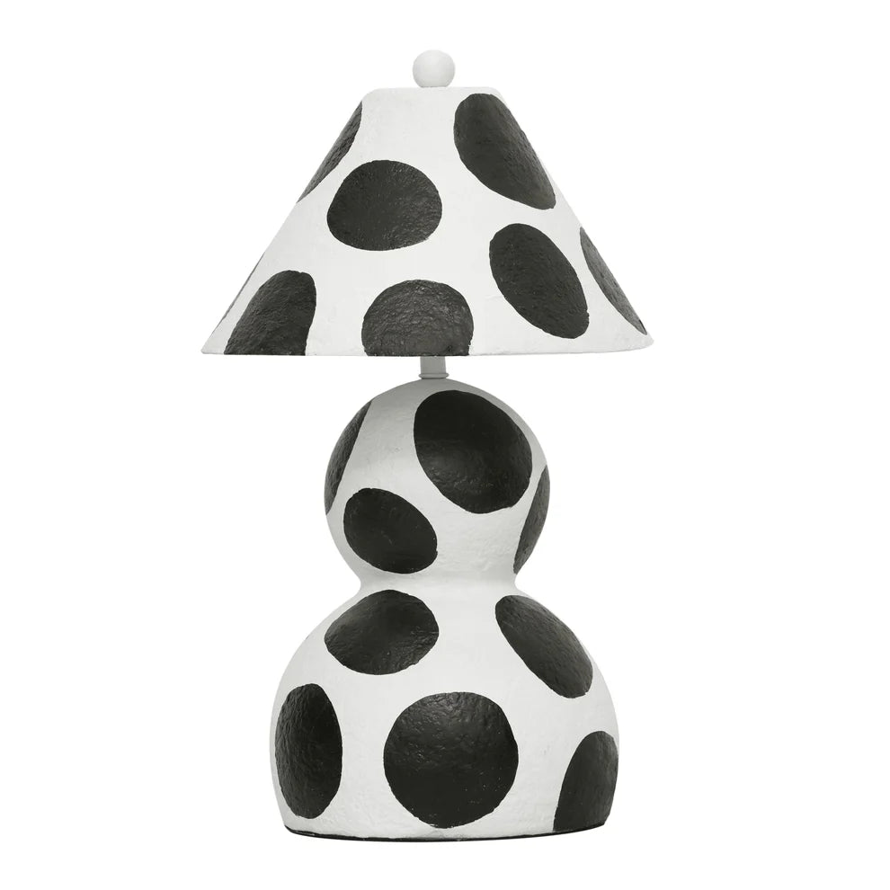 Lerici Papier Mache Table Lamp - Black & White