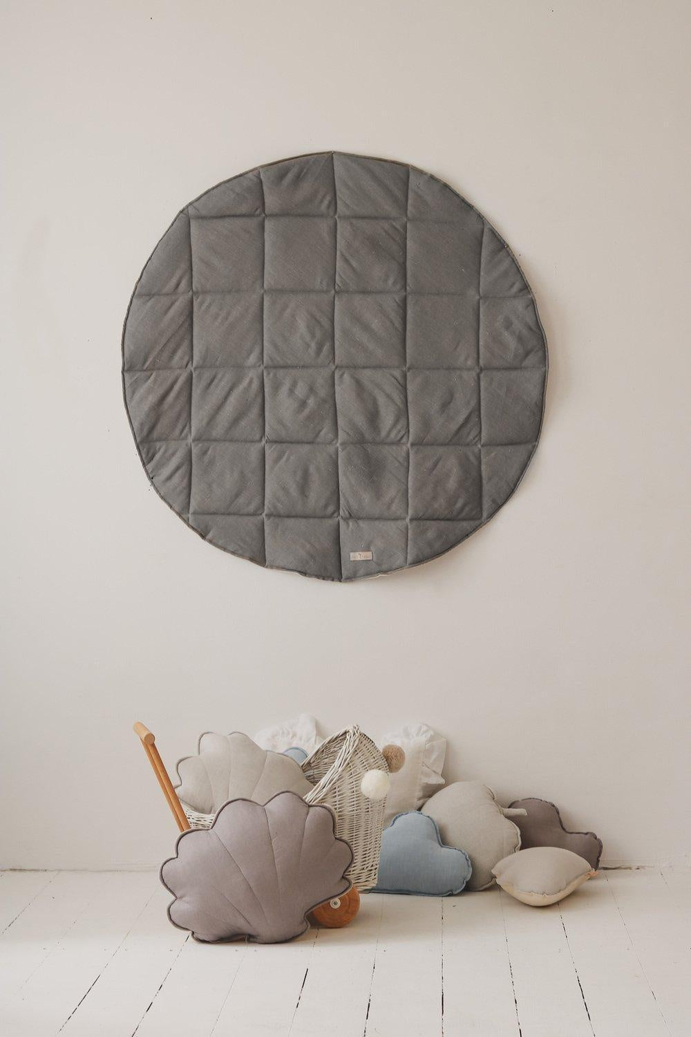 Teepee with Pompoms and Round Mat Set - Grey/Natural - image 3