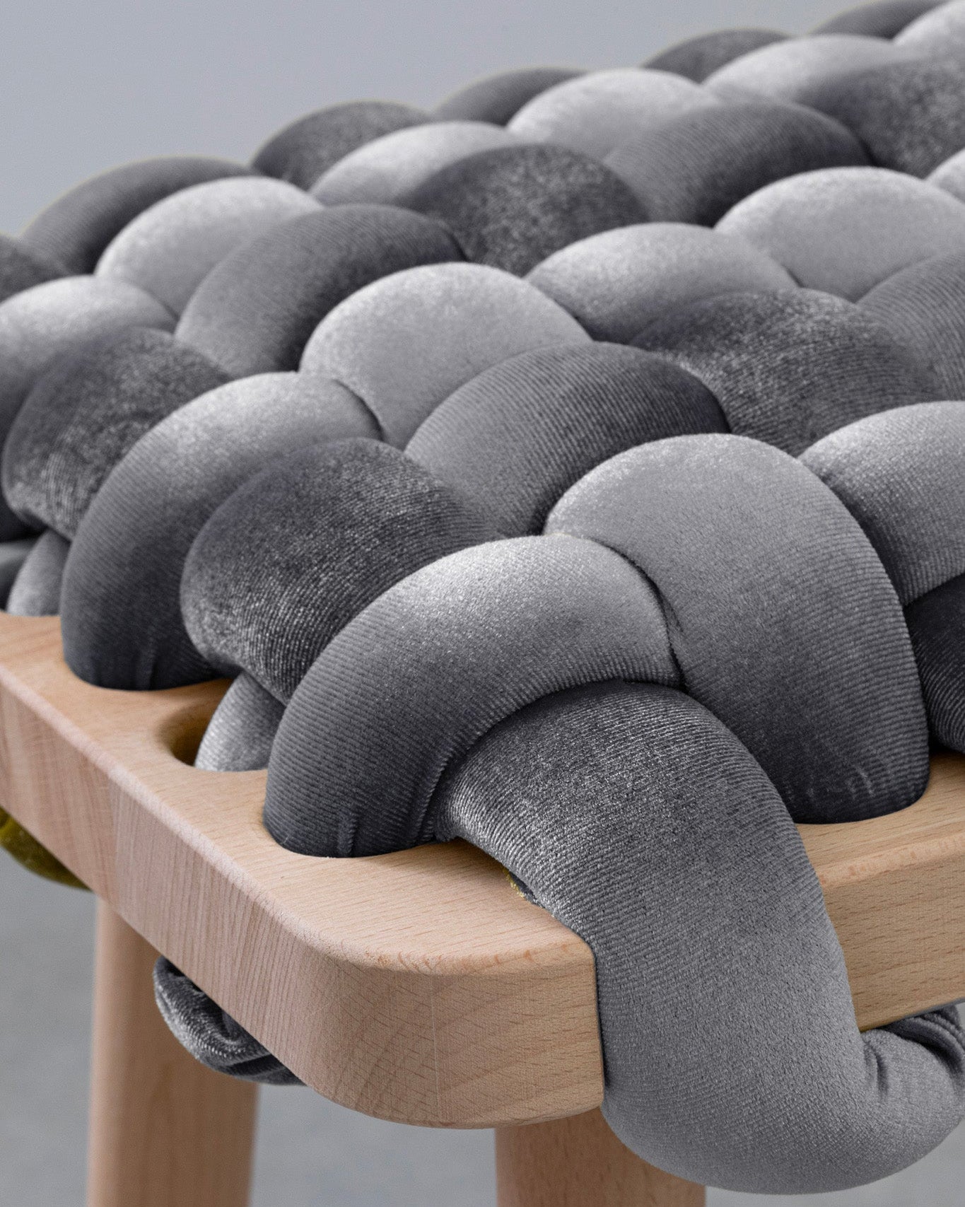 Velvet Woven Bench - Grey - image 3