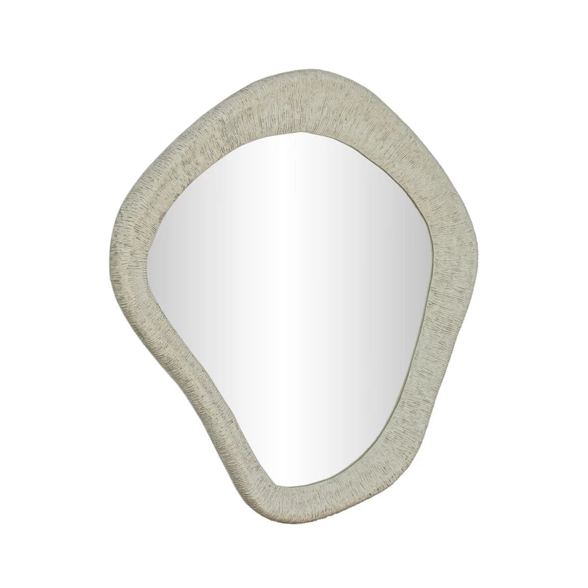 Orpheus Ribbed Faux Stone Wall Mirror - image 1