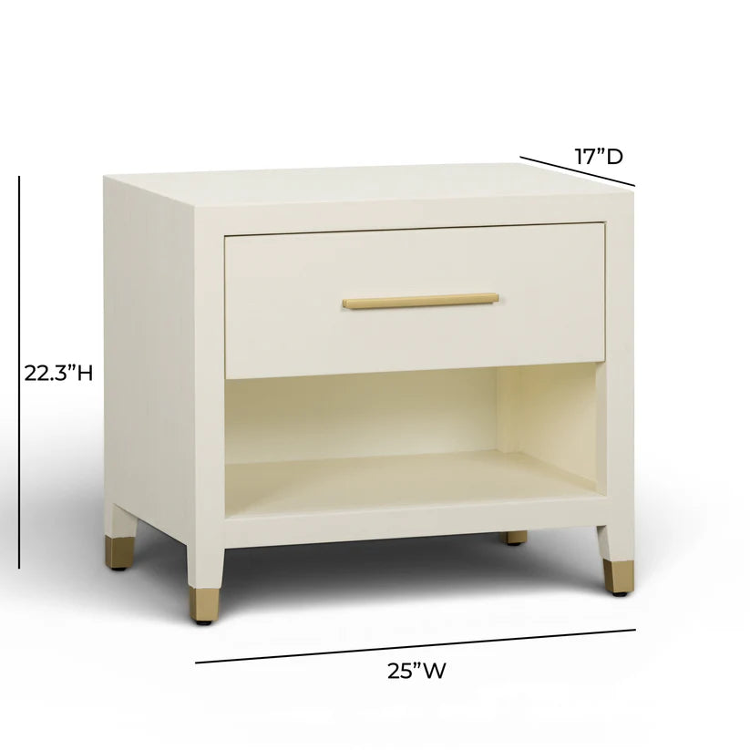 Dani Cream Faux Shagreen Nightstand - image 5