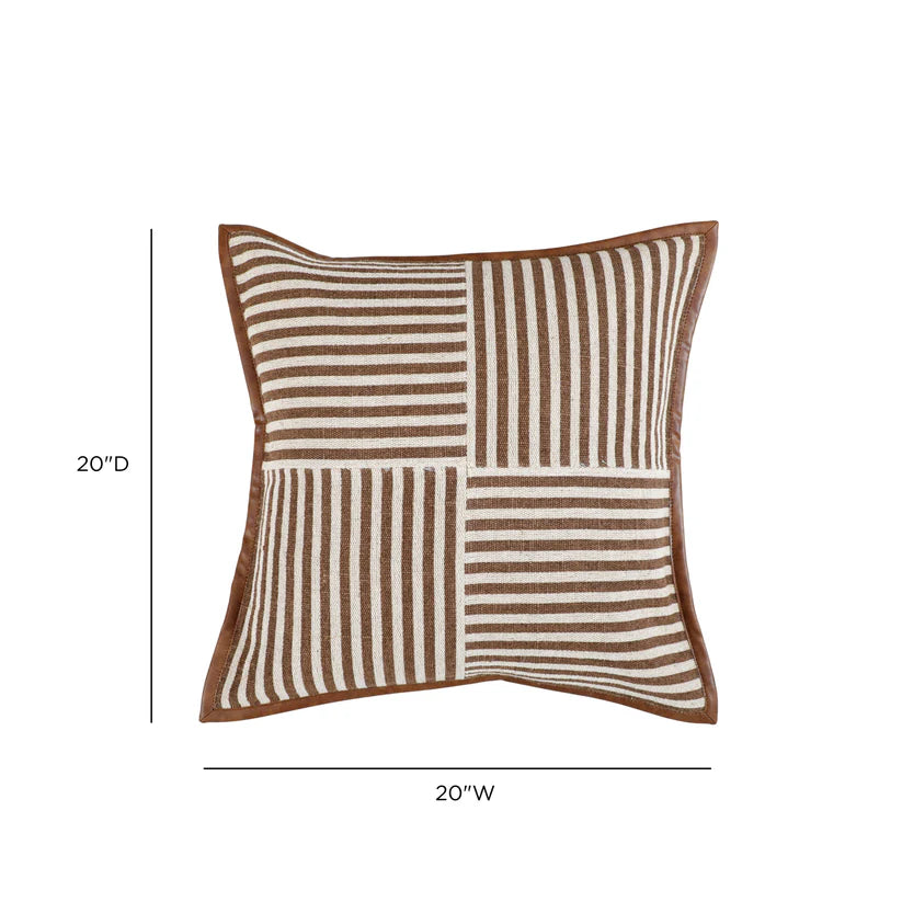 Kora 20" Brown Cotton Jute Throw Pillow Cover - image 4
