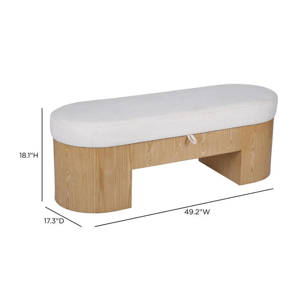 Poppi Cream Performance Fabric Storage Bench - image 4