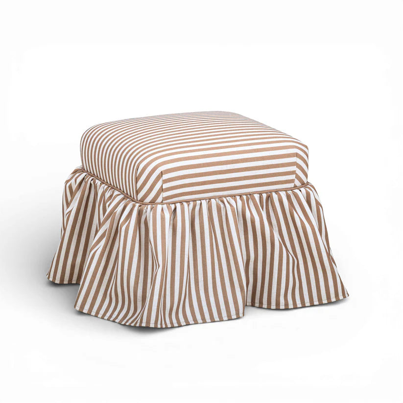 Gertrude Striped Performance Linen Skirted Ottoman - image 4