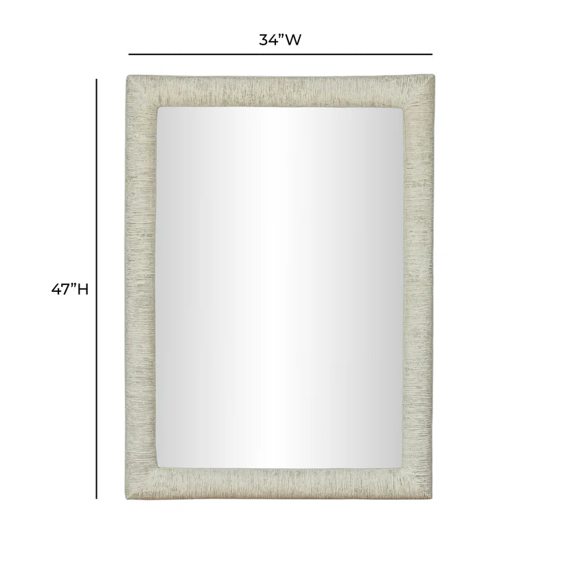 Orpheus Ribbed Faux Stone Rectangular Wall Mirror - image 2