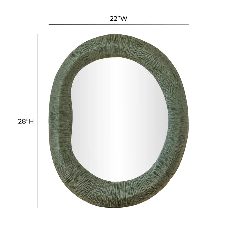 Orpheus Ribbed Forest Green Fiberglass Thick Wall Mirror - image 4