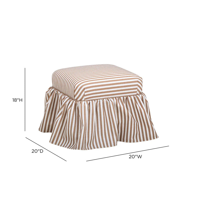 Gertrude Striped Performance Linen Skirted Ottoman - image 6