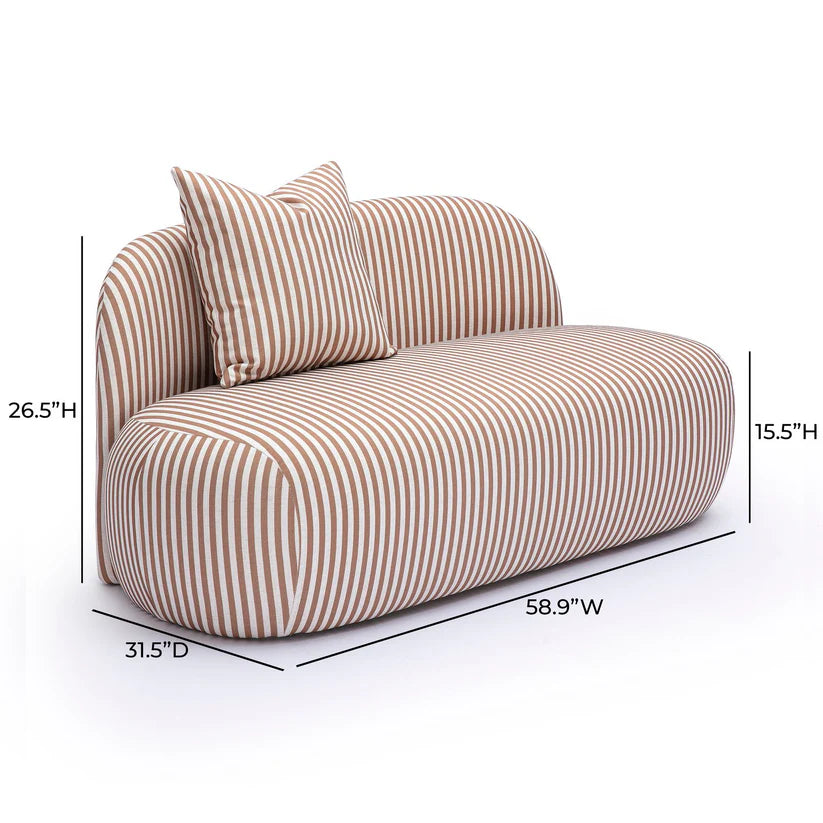 Brown Striped Performance Linen Loveseat - image 5