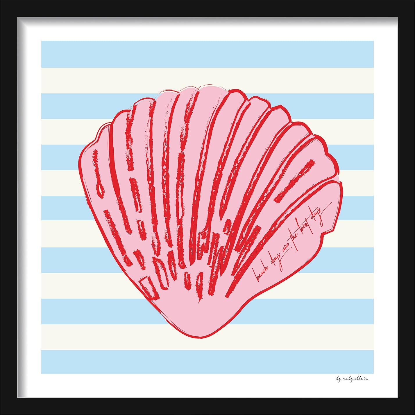 Sally Seashells Fine Art Print - Blue Stripes - image 3