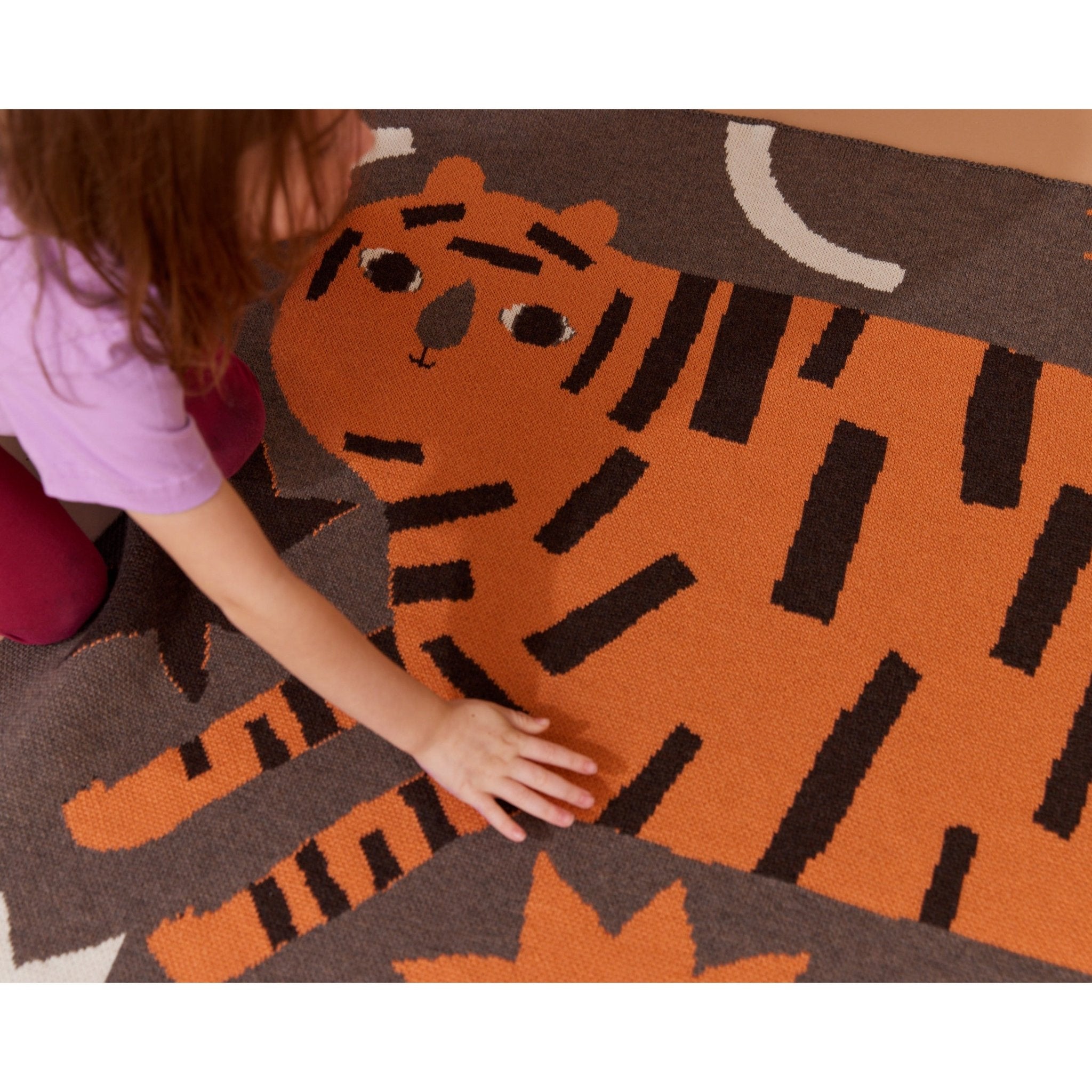 Surprised Tiger Knit Midi Blanket - Personalization Available