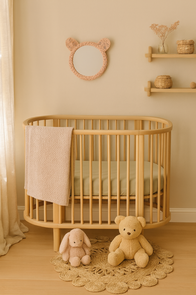 Rattan Teddy Bear Wall Mirror - Pink - image 4