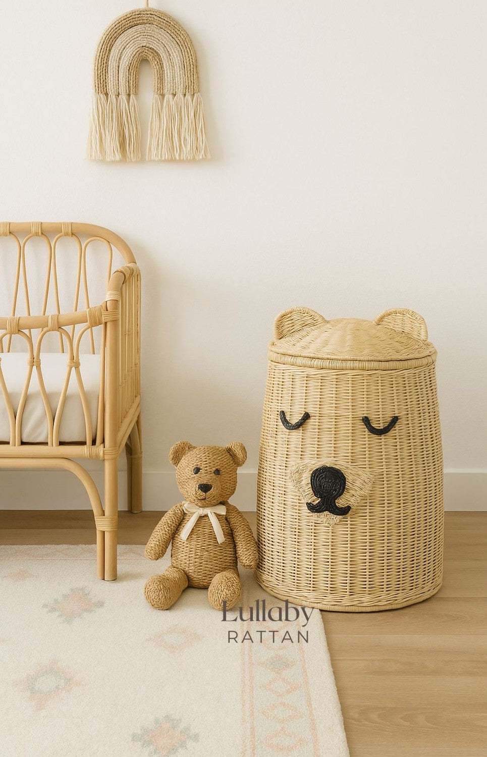 Rattan Bear Hamper with Lid - image 4
