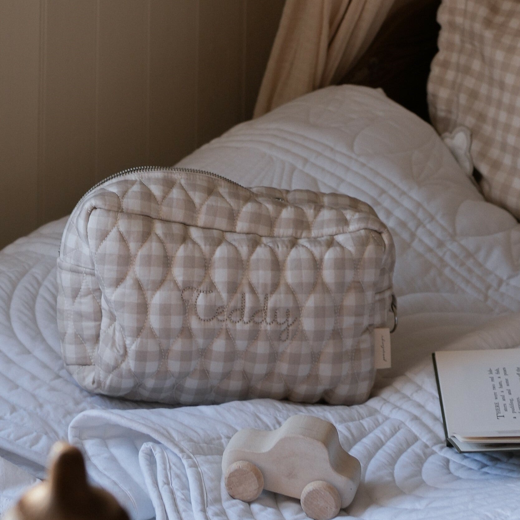 Toiletry Pouch - Beige Gingham - image 4