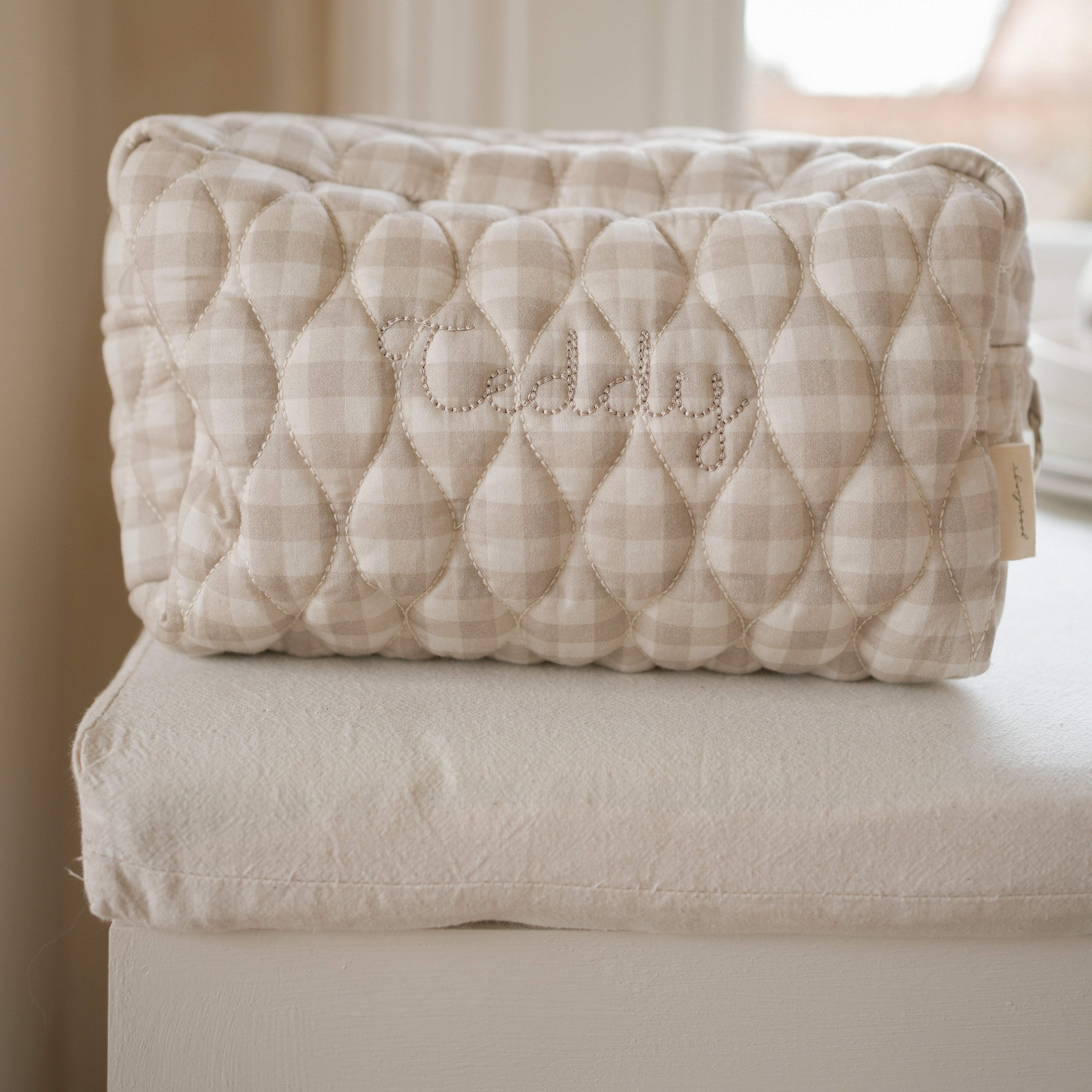 Toiletry Pouch - Beige Gingham - image 3