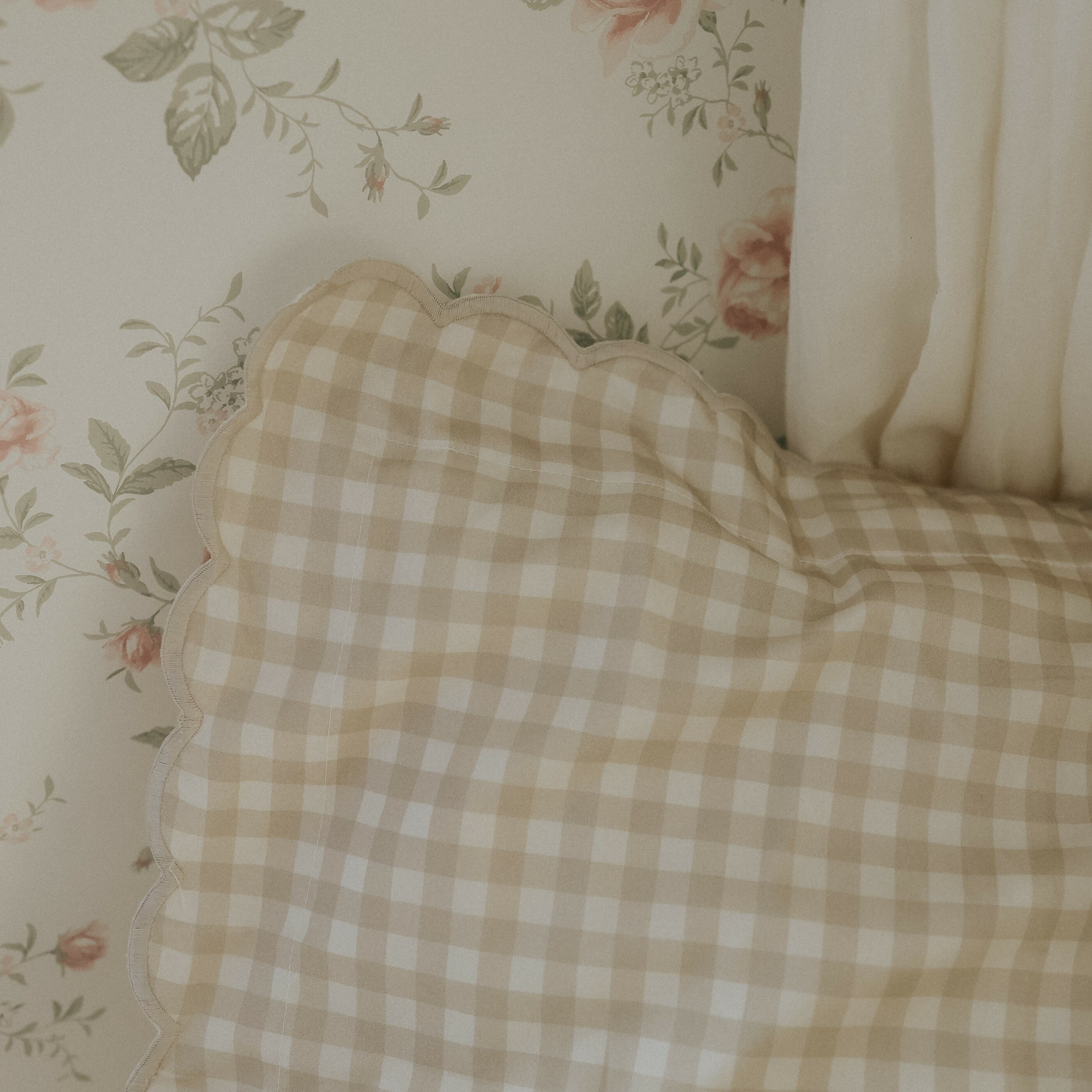 Picnic Gingham Full/Queen Duvet Cover - Beige - image 5