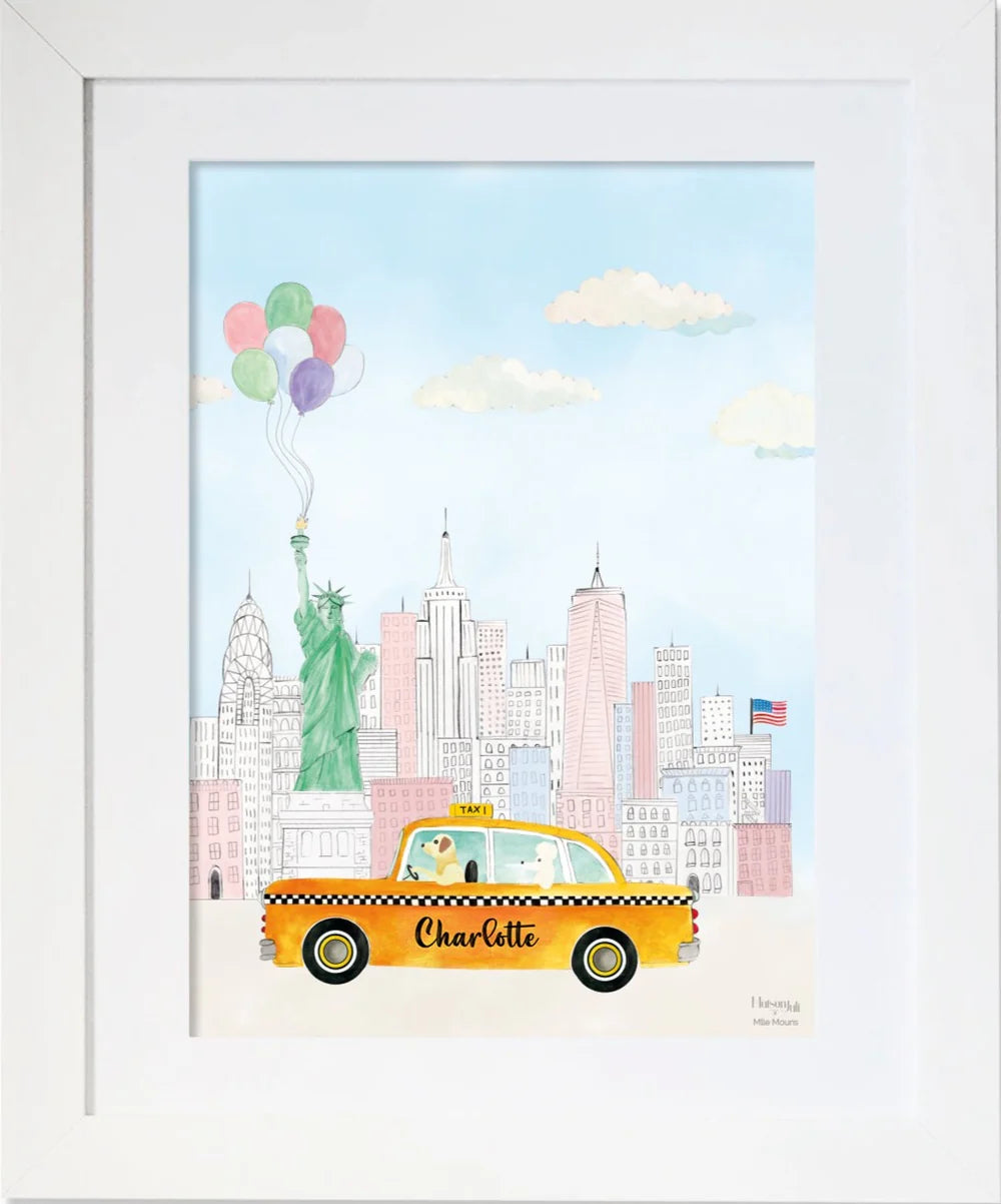 Custom Art Sketch - New York Yellow Taxi for Girls