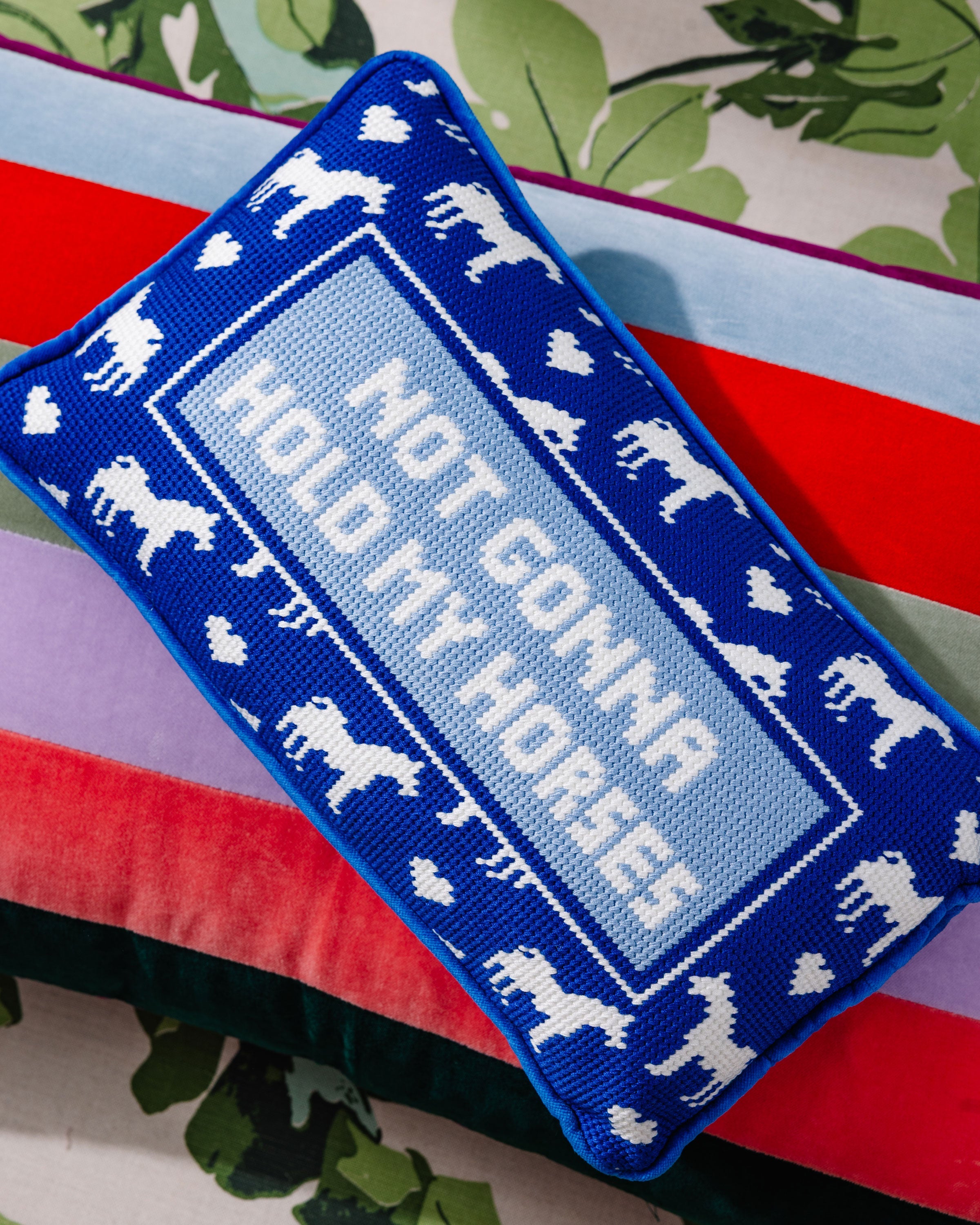 Hold My Horses Needlepoint Pillow - image 3