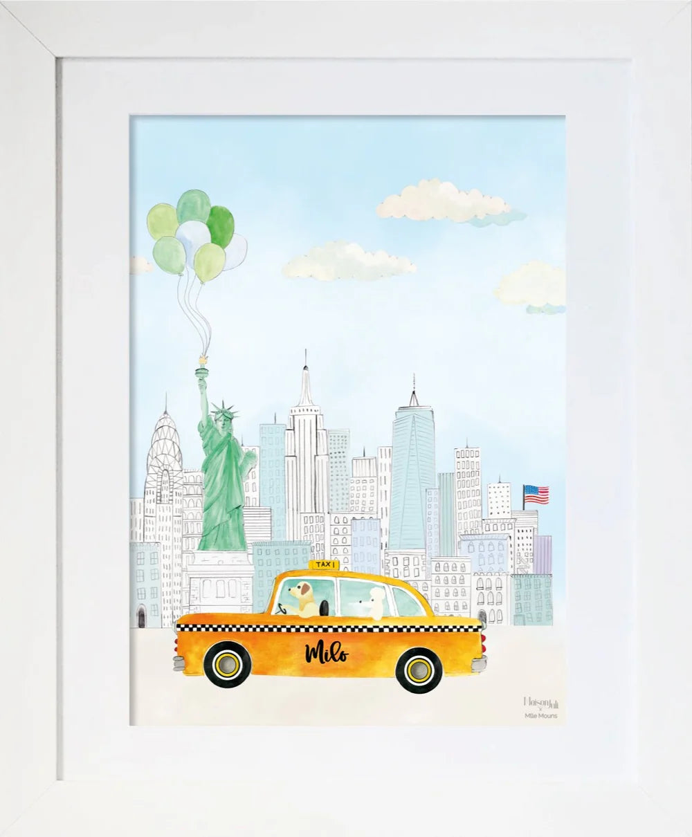 Custom Art Sketch - New York Yellow Taxi for Boys
