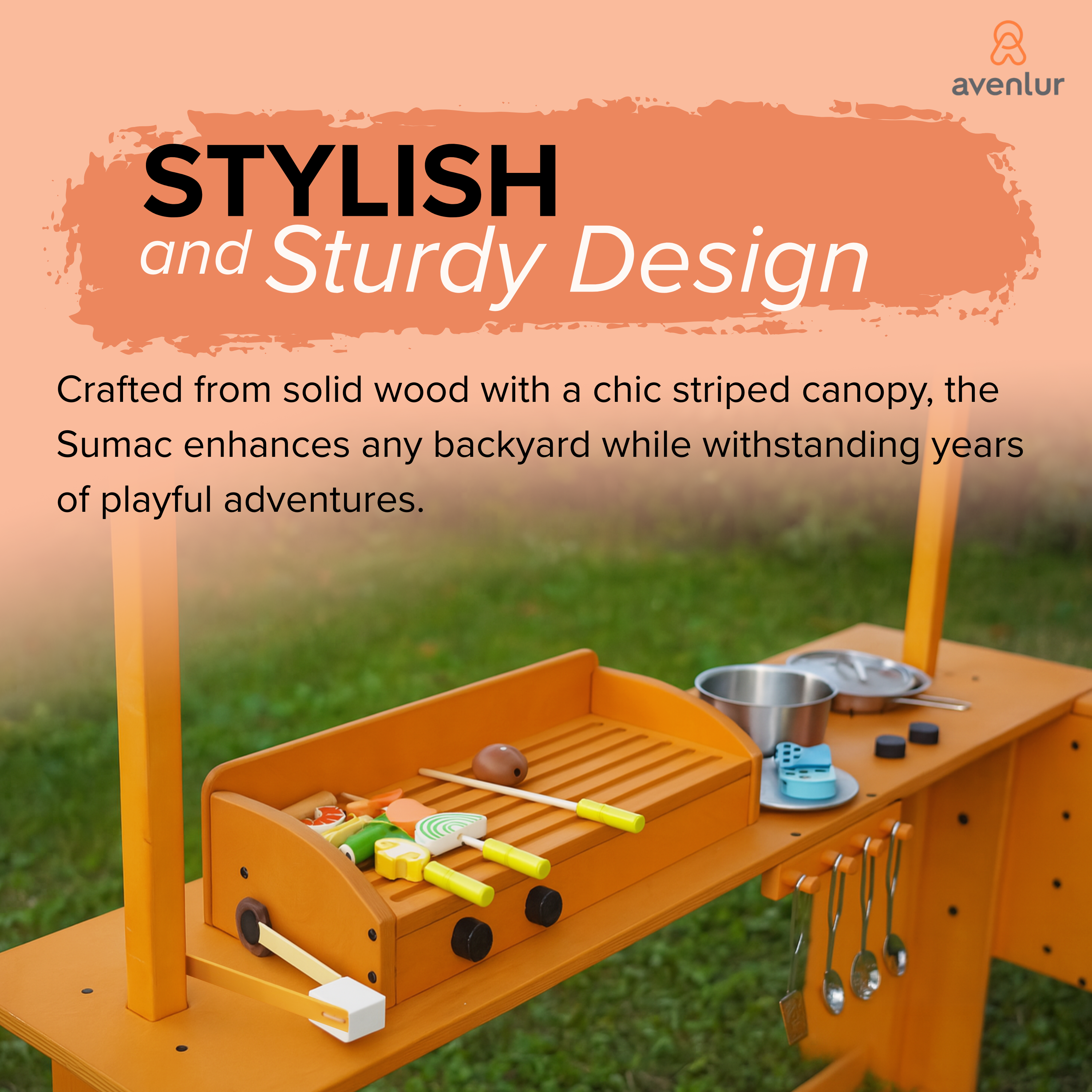 Outdoor Wooden Play Market, Kitchen & Grill Station - image 3