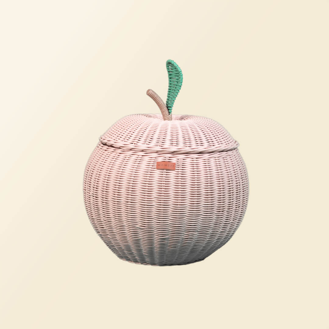Apple Rattan Storage Basket - Pink - image 1