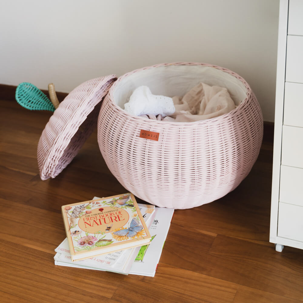 Apple Rattan Storage Basket - Pink - image 2