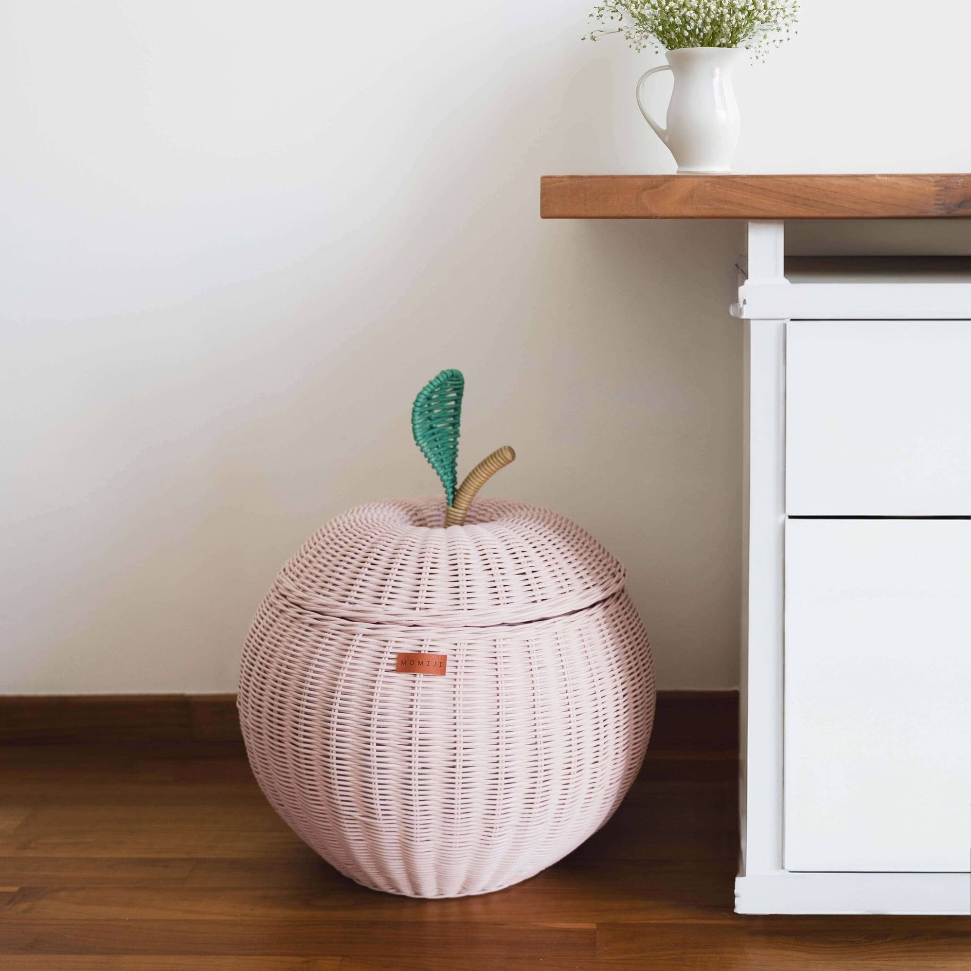 Apple Rattan Storage Basket - Pink - image 3